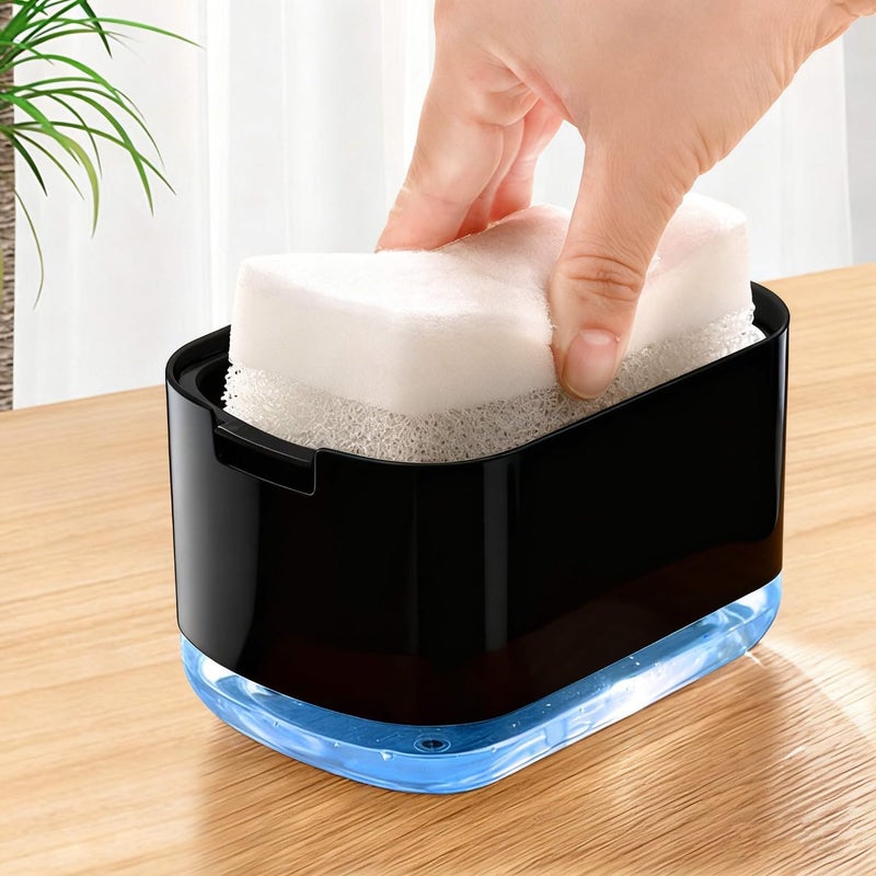 Scuvleos Dish Soap Dispenser and Sponge Support, Sink Soap Pump Dispenser, Liquid Soap Dispenser, Kitchen Detergent Press Box, Suitable for Kitchens, Bathrooms and Sinks (Black) - Image 5